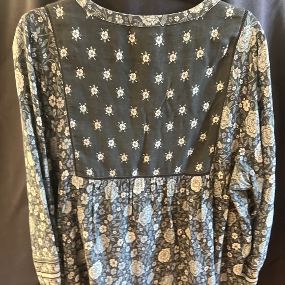 Lucky Brand Long Sleeve Peasant Blouse black and white Sz 2xl - Picture 6 of 10